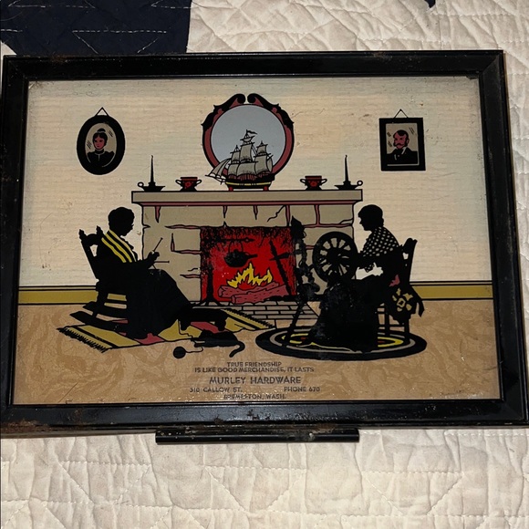 Vintage reverse painted advertising calendar print Bremerton WA - Picture 2 of 5